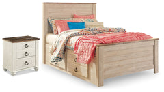 Furniture City Laplace - Ashley Furniture - Willowton Full Panel Bed with Storage and Nightstand - Full Panel Bed with Storage and Nightstand - B267B66