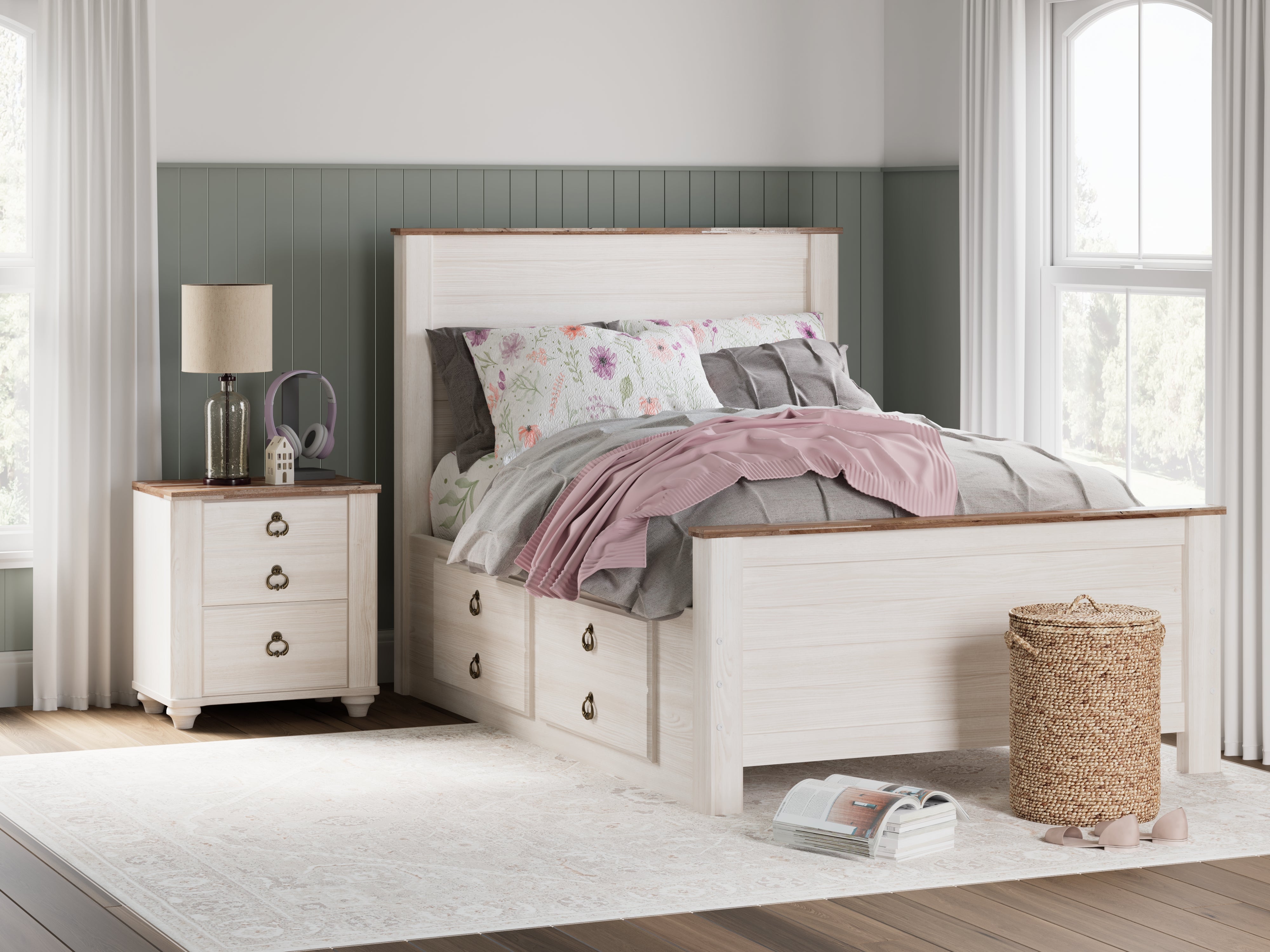 Furniture City Laplace - Ashley Furniture - Willowton Full Panel Bed with 2 Storage Drawers - Full Panel Bed with 2 Storage Drawers - B267B22