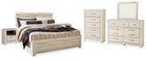 Furniture City Laplace - Ashley Furniture - Bellaby King Panel Bed, Dresser, Mirror, Chest and 2 Nightstands - King Panel Bed, Dresser, Mirror, Chest and 2 Nightstands / Whitewash - B331B17