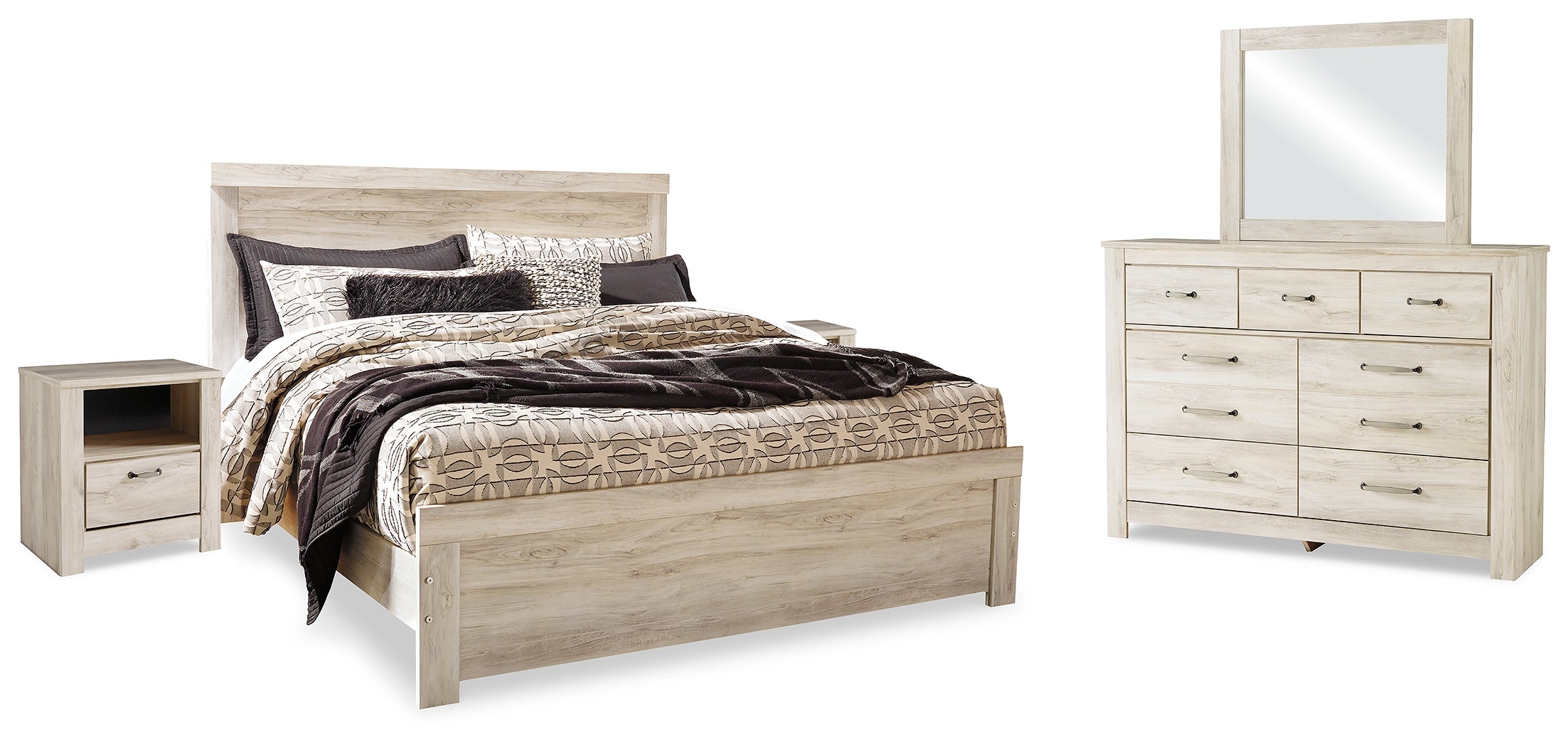Furniture City Laplace - Ashley Furniture - Bellaby King Panel Bed, Dresser, Mirror and 2 Nightstands - King Panel Bed, Dresser, Mirror and 2 Nightstands - B331B22