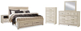 Furniture City Laplace - Ashley Furniture - Bellaby King Storage Bed, Dresser, Mirror, Chest and 2 Nightstands - King Storage Bed, Dresser, Mirror, Chest and 2 Nightstands / Whitewash - B331B20