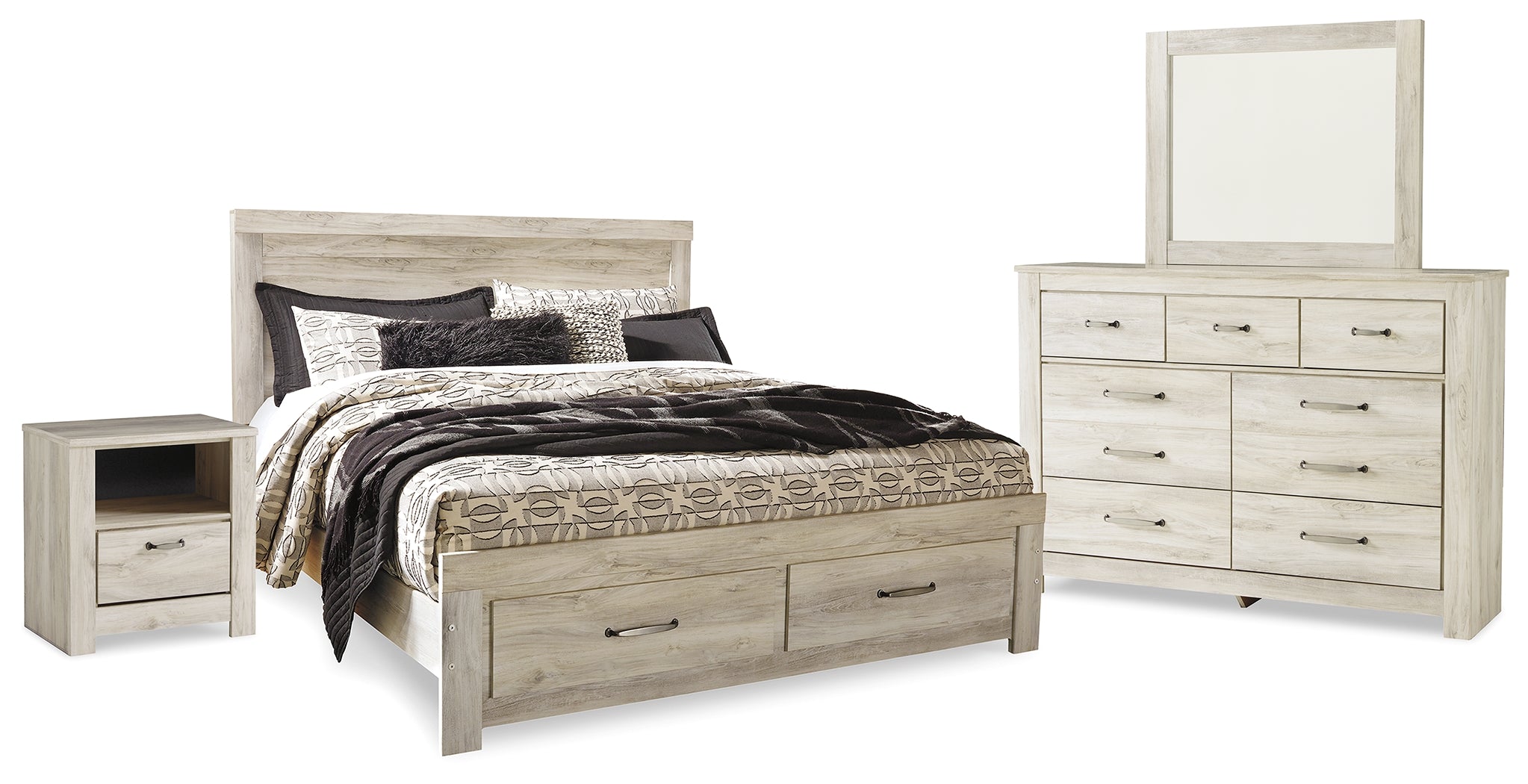 Furniture City Laplace - Ashley Furniture - Bellaby King Panel Storage Bed, Dresser, Mirror and Nightstand - King Panel Storage Bed, Dresser, Mirror and Nightstand - B331B12