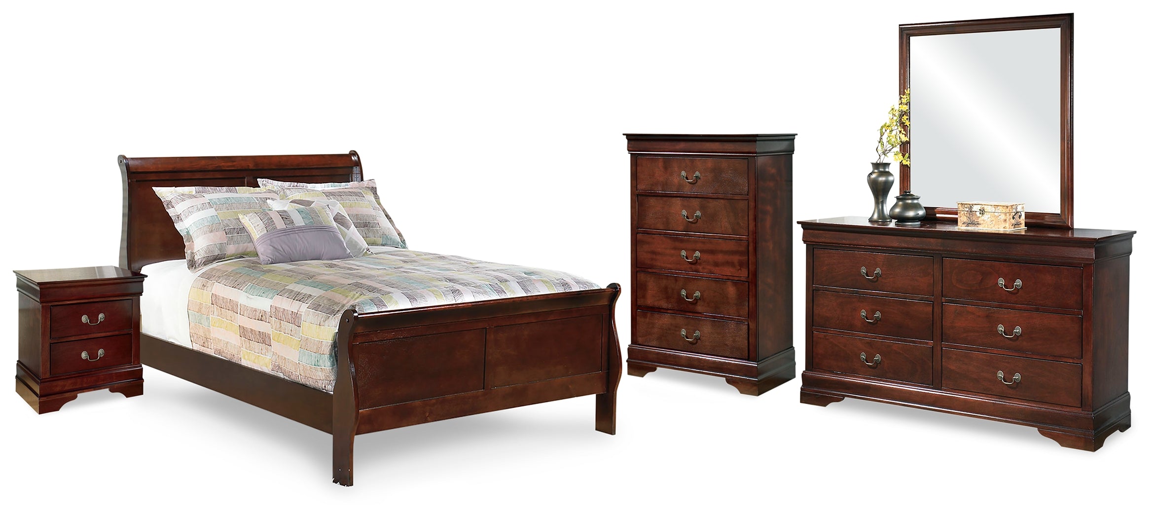 Furniture City Laplace - Ashley Furniture - Alisdair Full Sleigh Bed, Dresser, Mirror, Chest and Nightstand - Full Sleigh Bed, Dresser, Mirror, Chest and Nightstand - B376B19