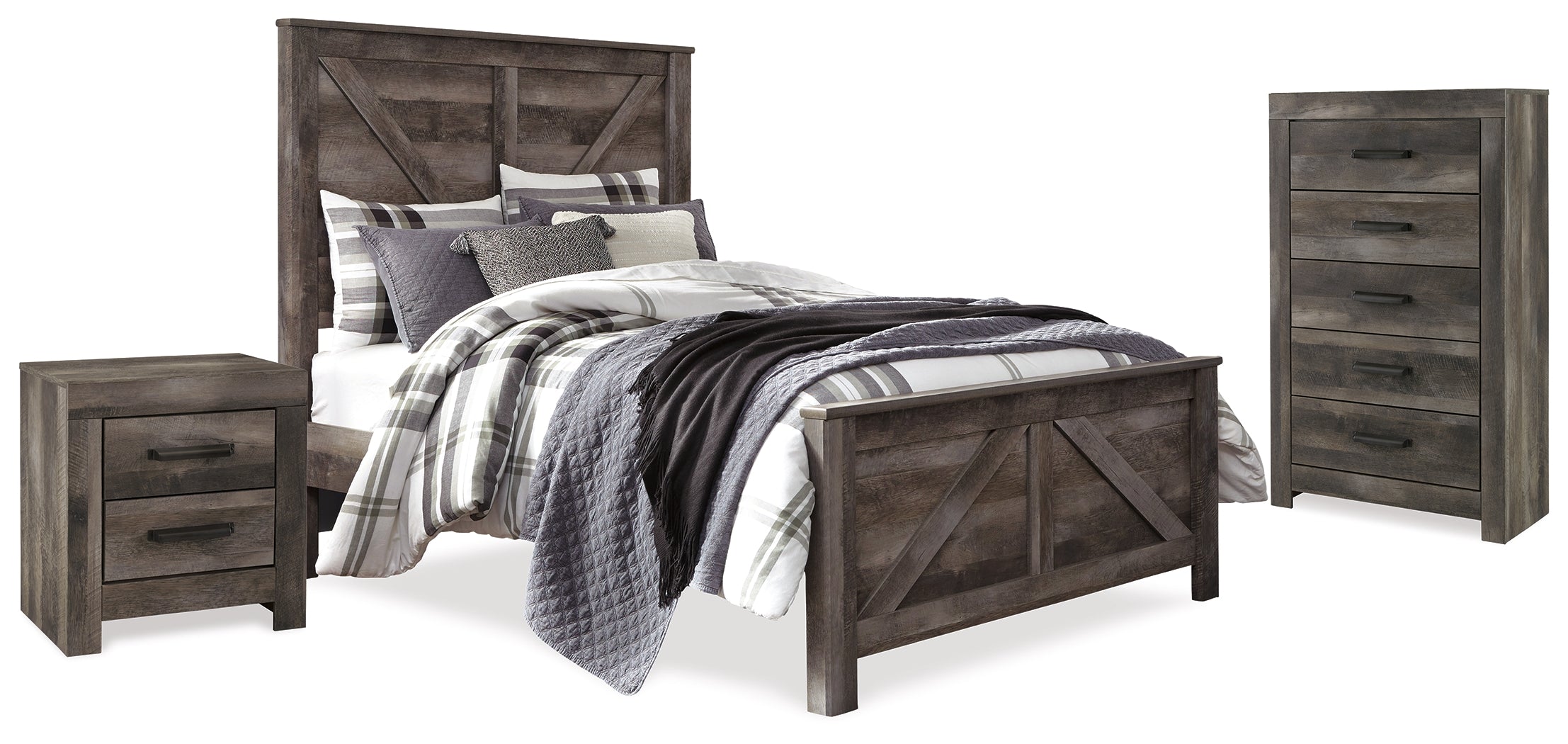 Furniture City Laplace - Ashley Furniture - Wynnlow Queen Crossbuck Panel Bed, Chest and Nightstand - Queen Crossbuck Panel Bed, Chest and Nightstand - B440B28