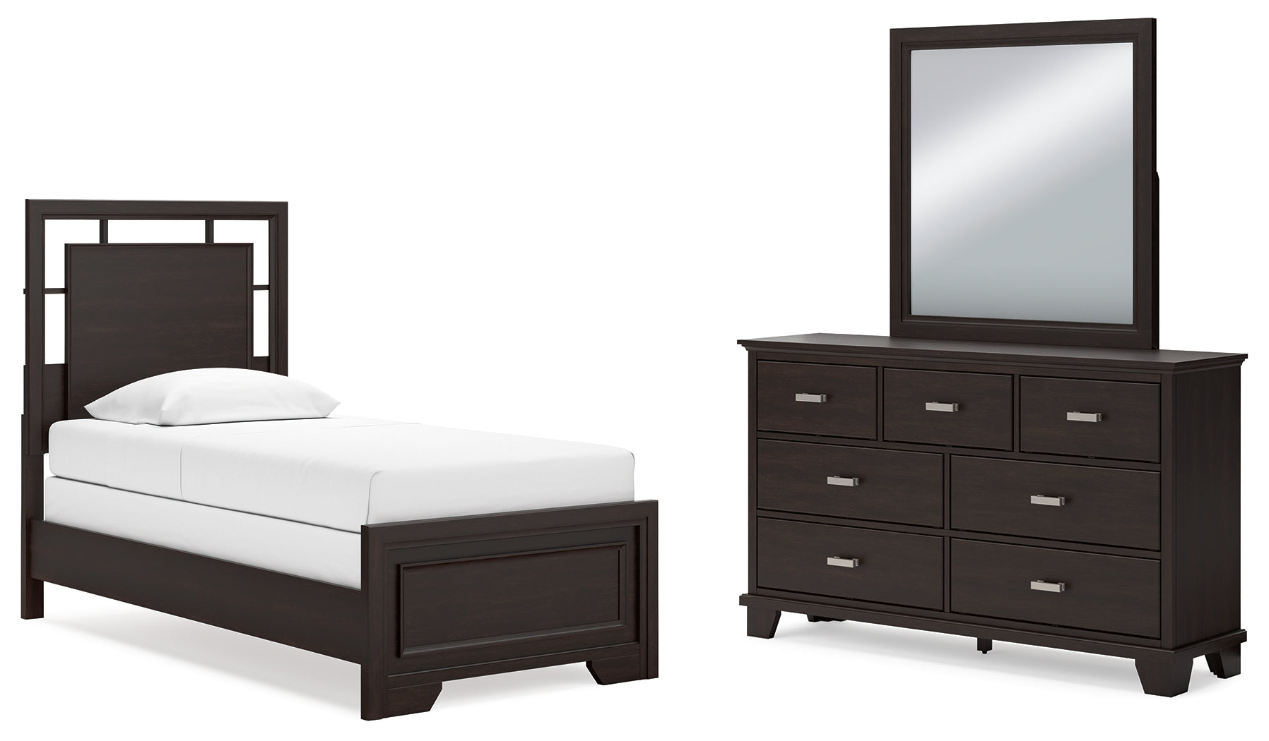 Furniture City Laplace - Ashley Furniture - Covetown Twin Panel Bed, Dresser and Mirror - Twin Panel Bed, Dresser and Mirror - B441B3