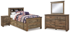 Furniture City Laplace - Ashley Furniture - Trinell Twin Bookcase Storage Bed, Dresser, Mirror and Nightstand - Twin Bookcase Storage Bed, Dresser, Mirror and Nightstand - B446B98