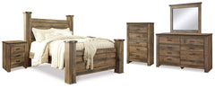 Furniture City Laplace - Ashley Furniture - Trinell Queen Poster Bed, Dresser, Mirror, Chest and 2 Nightstands - Queen Poster Bed, Dresser, Mirror, Chest and 2 Nightstands - B446B80