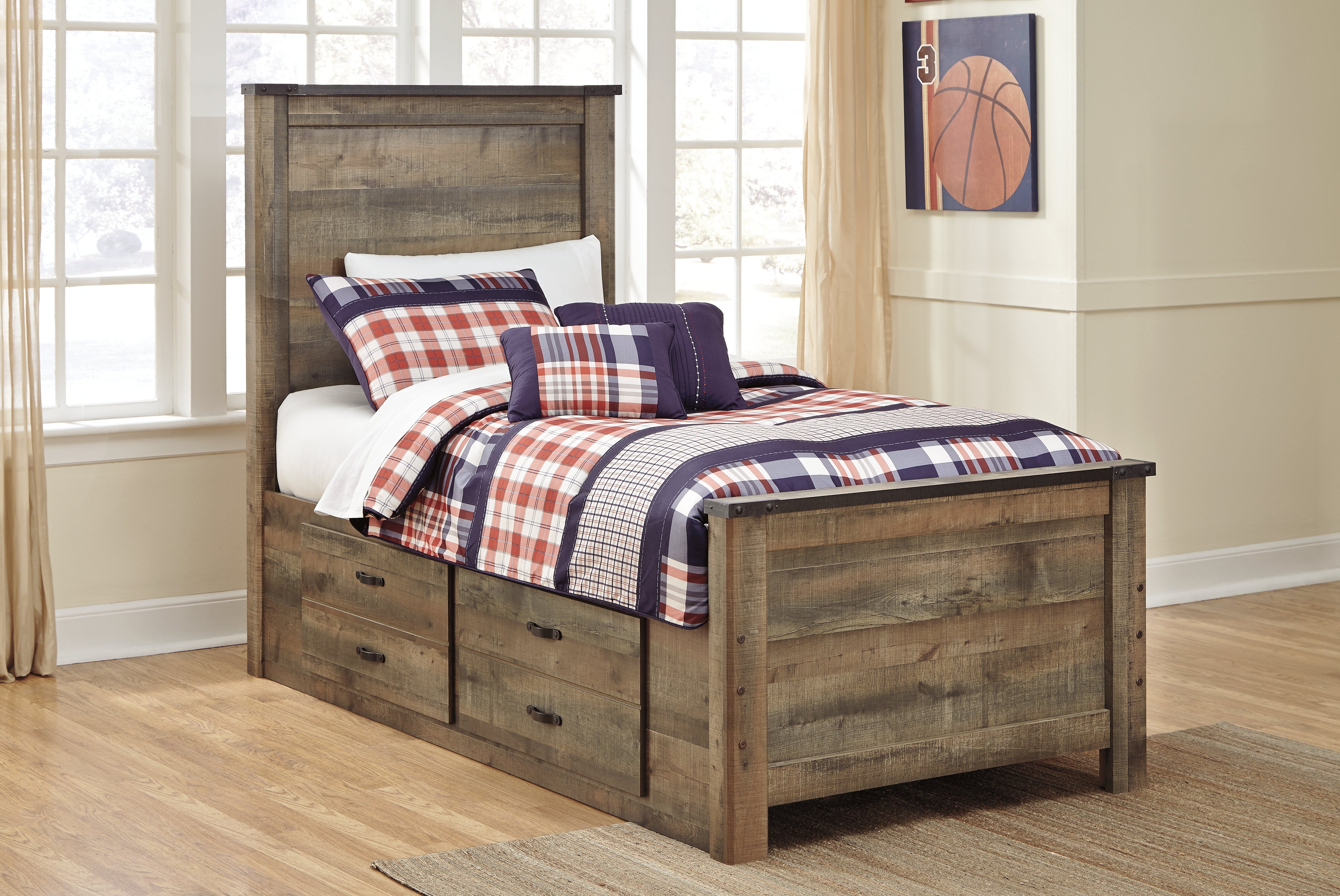Furniture City Laplace - Ashley Furniture - Trinell Twin Panel Bed with 2 Storage Drawers - Twin Panel Bed with 2 Storage Drawers - B446B15