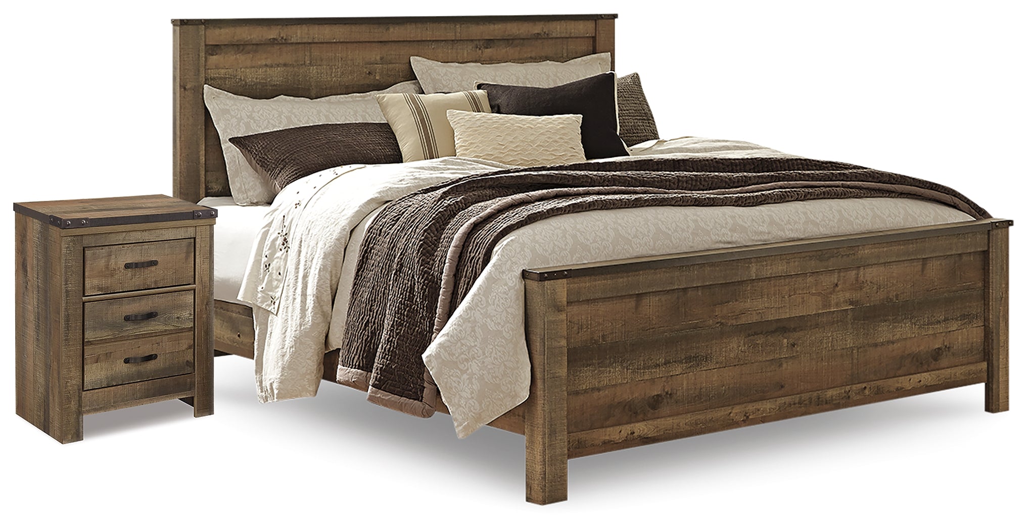 Furniture City Laplace - Ashley Furniture - Trinell King Panel Bed and Nightstand - King Panel Bed and Nightstand - B446B60