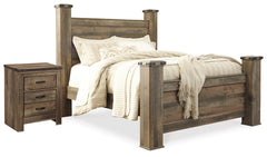 Furniture City Laplace - Ashley Furniture - Trinell Queen Poster Bed and Nightstand - Queen Poster Bed and Nightstand - B446B62