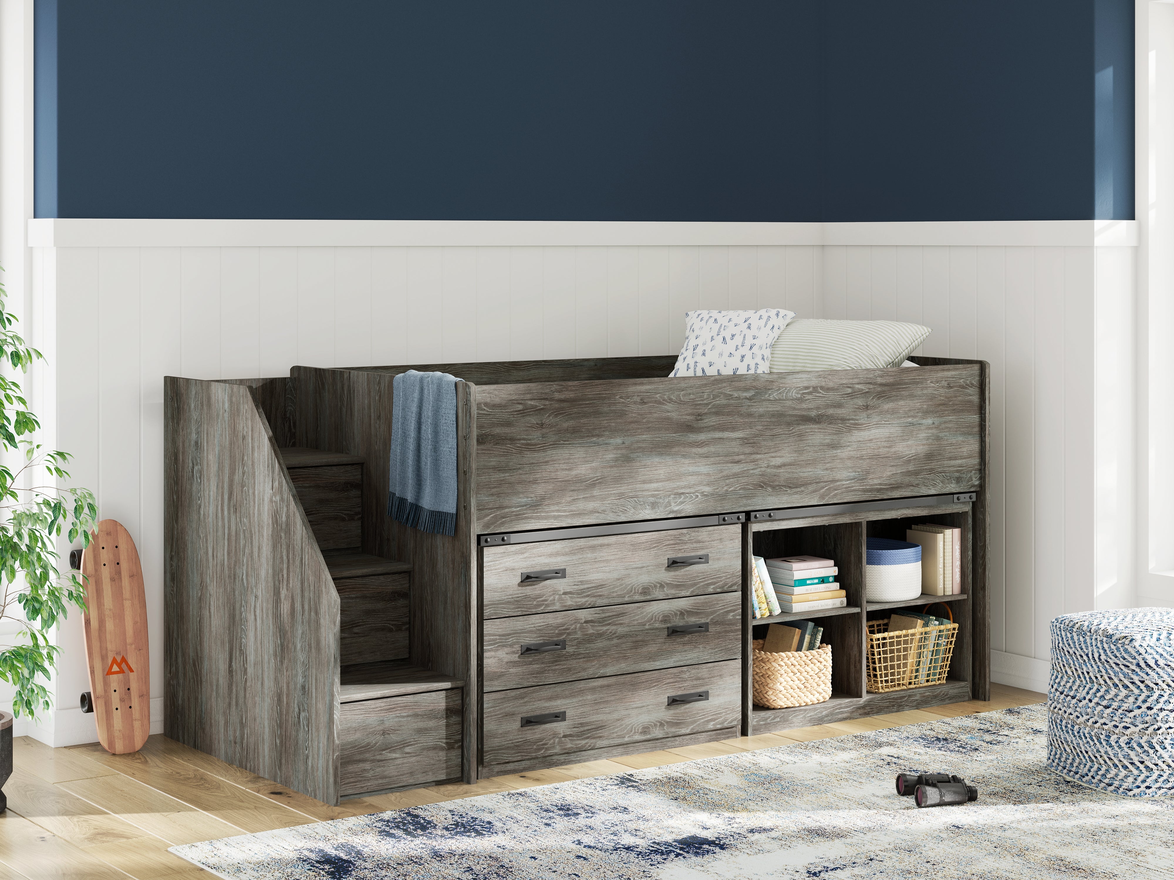 Furniture City Laplace - Ashley Furniture - Frandern Twin Loft  Bed with Bookcase and Drawer Storage - Twin Loft  Bed with Bookcase and Drawer Storage - B4480B16