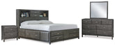 Furniture City Laplace - Ashley Furniture - Caitbrook Queen Storage Bed, Dresser, Mirror and Nightstand - Queen Storage Bed, Dresser, Mirror and Nightstand - B476B13