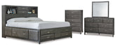 Furniture City Laplace - Ashley Furniture - Caitbrook California King Storage Bed, Dresser, Mirror and Chest - California King Storage Bed, Dresser, Mirror and Chest - B476B11