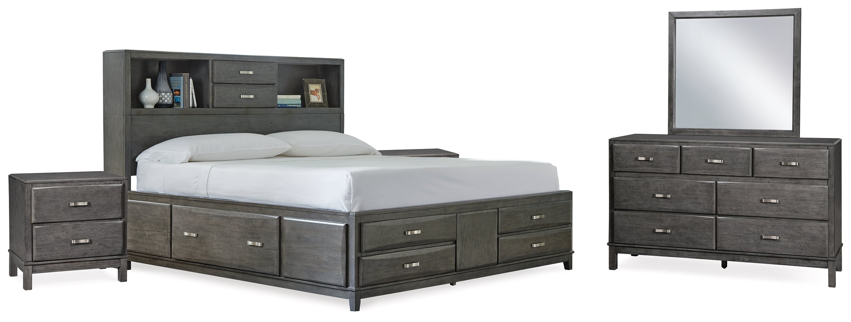 Furniture City Laplace - Ashley Furniture - Caitbrook King Storage Bed, Dresser, Mirror and 2 Nightstands - King Storage Bed, Dresser, Mirror and 2 Nightstands - B476B21