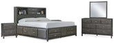 Furniture City Laplace - Ashley Furniture - Caitbrook King Storage Bed, Dresser, Mirror and 2 Nightstands - King Storage Bed, Dresser, Mirror and 2 Nightstands - B476B21