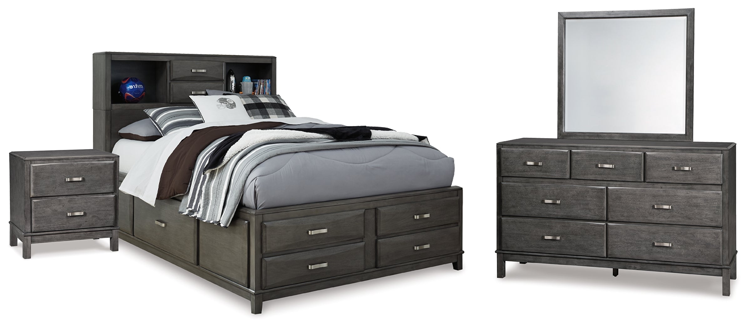 Furniture City Laplace - Ashley Furniture - Caitbrook Full Storage Bed, Dresser, Mirror and Nightstand - Full Storage Bed, Dresser, Mirror and Nightstand - B476B40