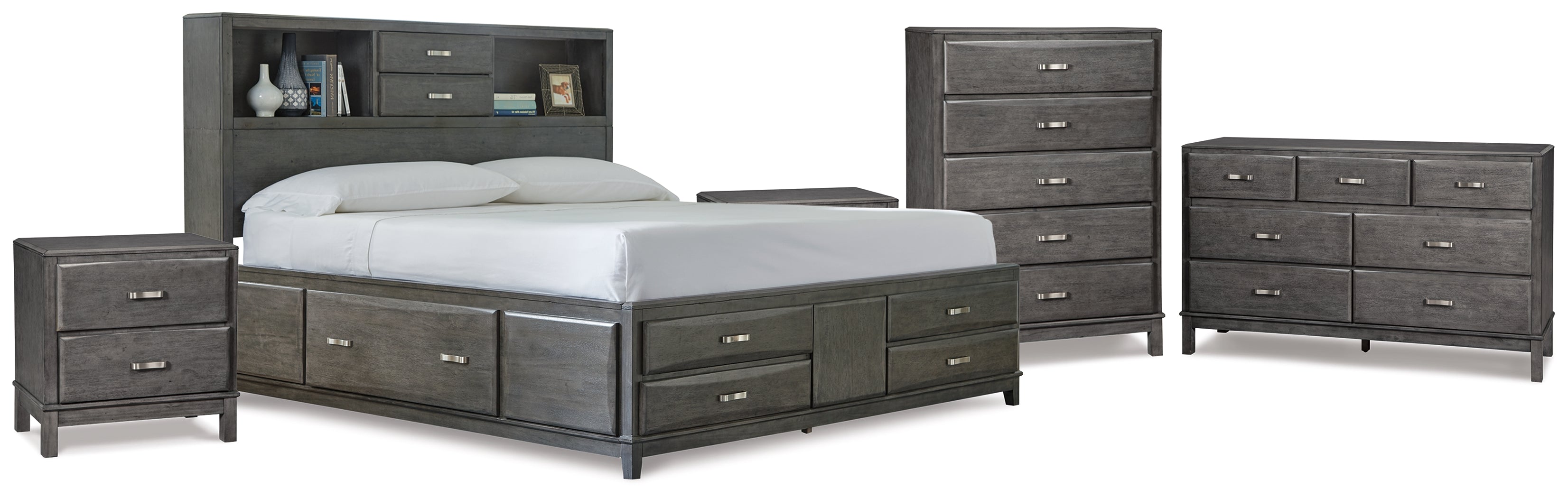 Furniture City Laplace - Ashley Furniture - Caitbrook King Storage Bed, Dresser, Chest and 2 Nightstands - King Storage Bed, Dresser, Chest and 2 Nightstands - B476B10
