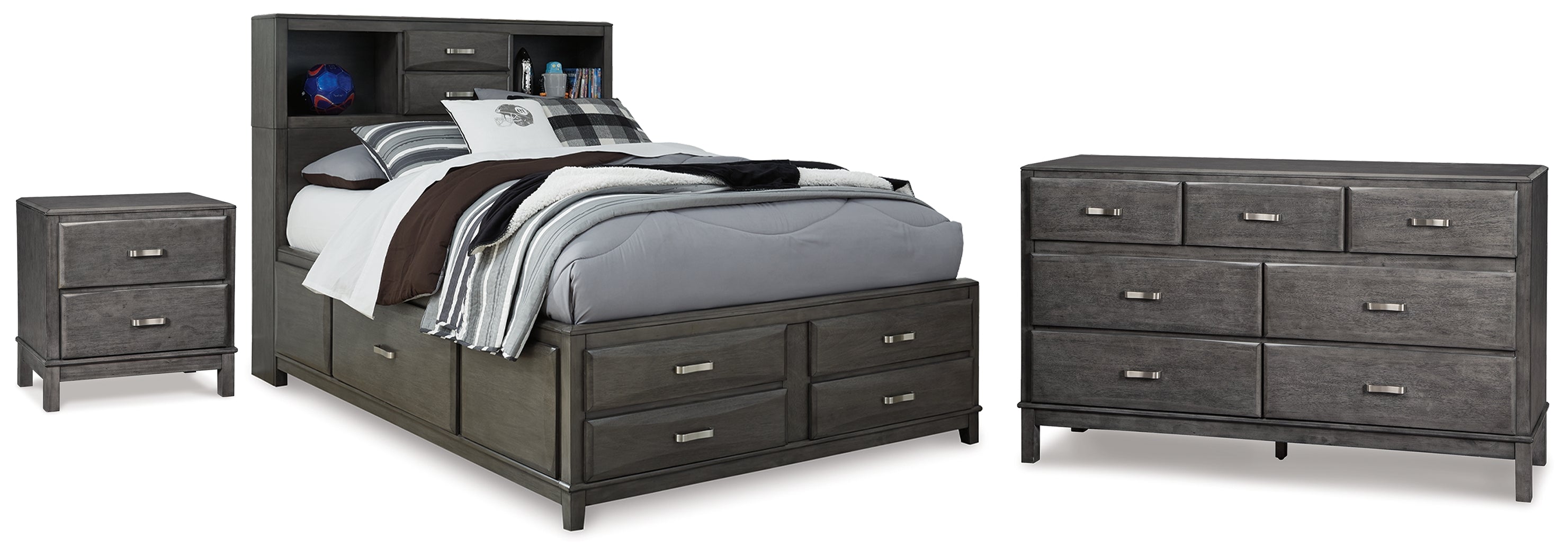 Furniture City Laplace - Ashley Furniture - Caitbrook Full Storage Bed, Dresser and Nightstand - Full Storage Bed, Dresser and Nightstand - B476B36