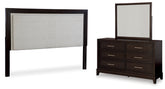 Furniture City Laplace - Ashley Furniture - Neymorton Queen Upholstered Panel Headboard, Dresser and Mirror - Queen Upholstered Panel Headboard, Dresser and Mirror - B618B6