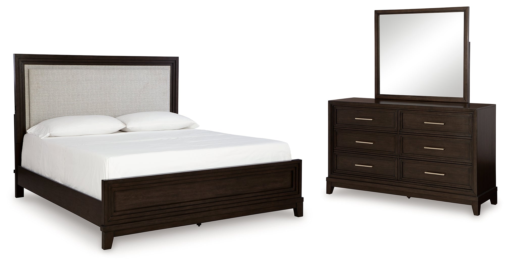Furniture City Laplace - Ashley Furniture - Neymorton King Upholstered Panel Bed, Dresser and Mirror - King Upholstered Panel Bed, Dresser and Mirror - B618B8