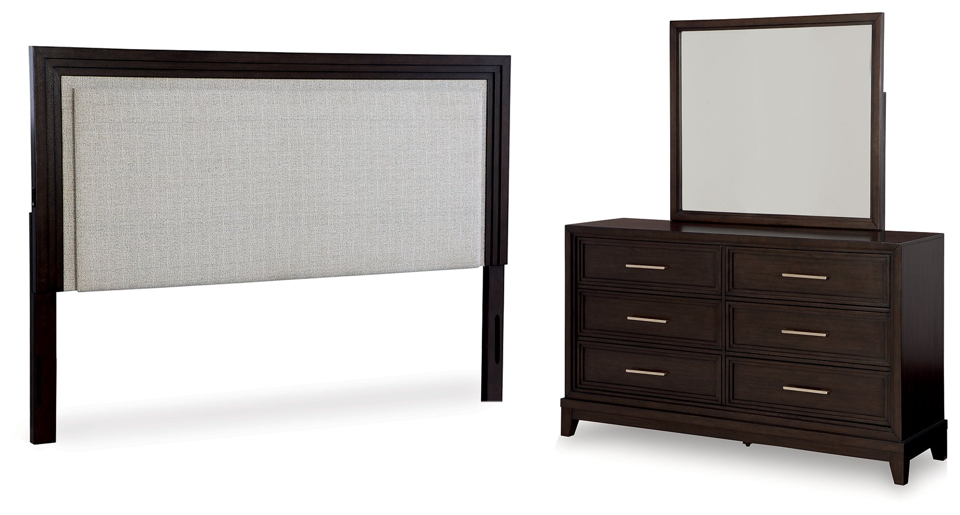Furniture City Laplace - Ashley Furniture - Neymorton King/California King Upholstered Panel Headboard, Dresser and Mirror - King/California King Upholstered Panel Headboard, Dresser and Mirror - B618B7