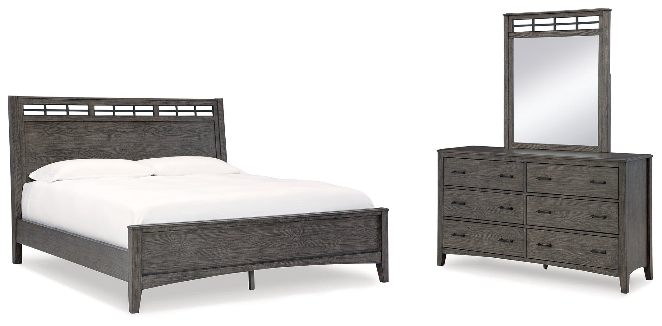 Furniture City Laplace - Ashley Furniture - Montillan King Panel Bed, Dresser and Mirror - King Panel Bed, Dresser and Mirror - B651B6