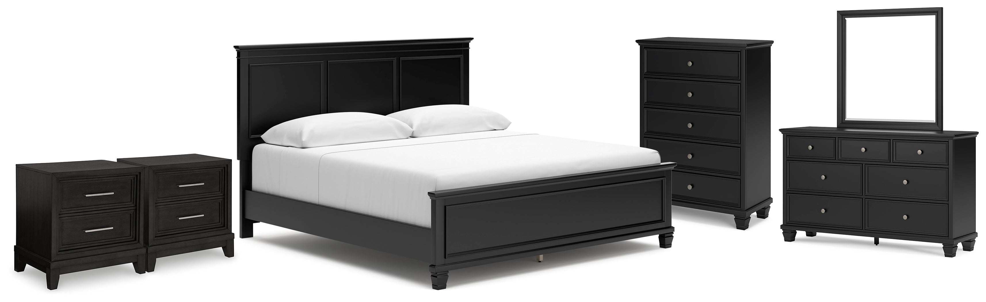 Furniture City Laplace - Ashley Furniture - Lanolee King Panel Bed, Dresser, Mirror, Chest and 2 Nightstands - King Panel Bed, Dresser, Mirror, Chest and 2 Nightstands - B687B28
