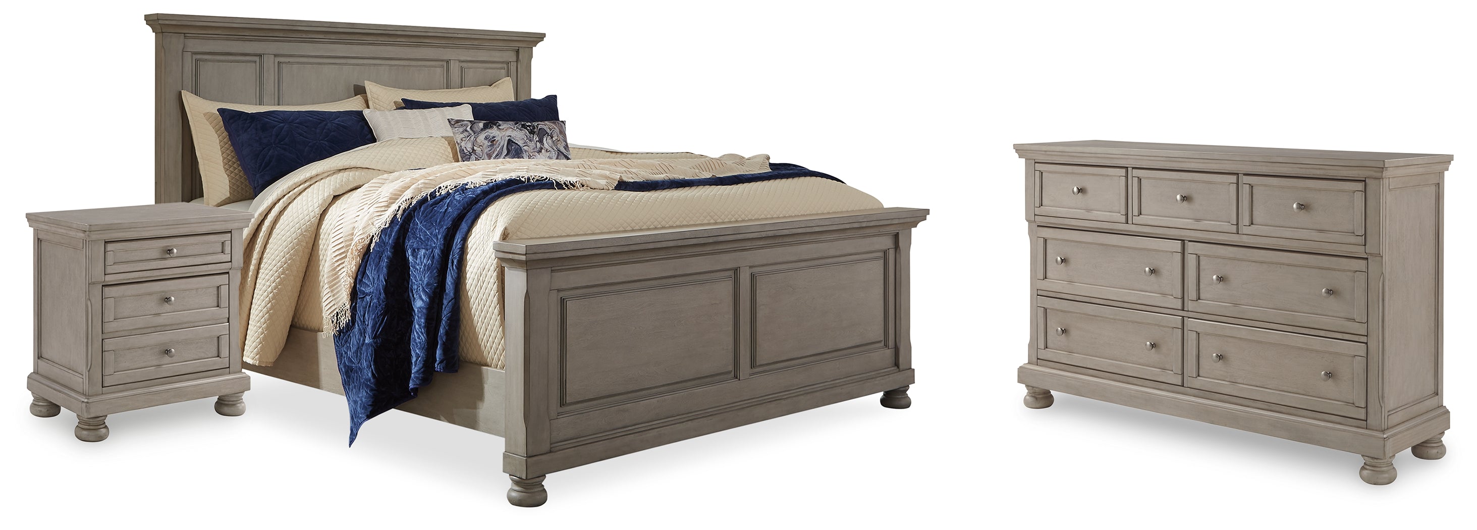 Furniture City Laplace - Ashley Furniture - Lettner Queen Panel Bed, Dresser, and Nightstand - Queen Panel Bed, Dresser, and Nightstand - B733B42