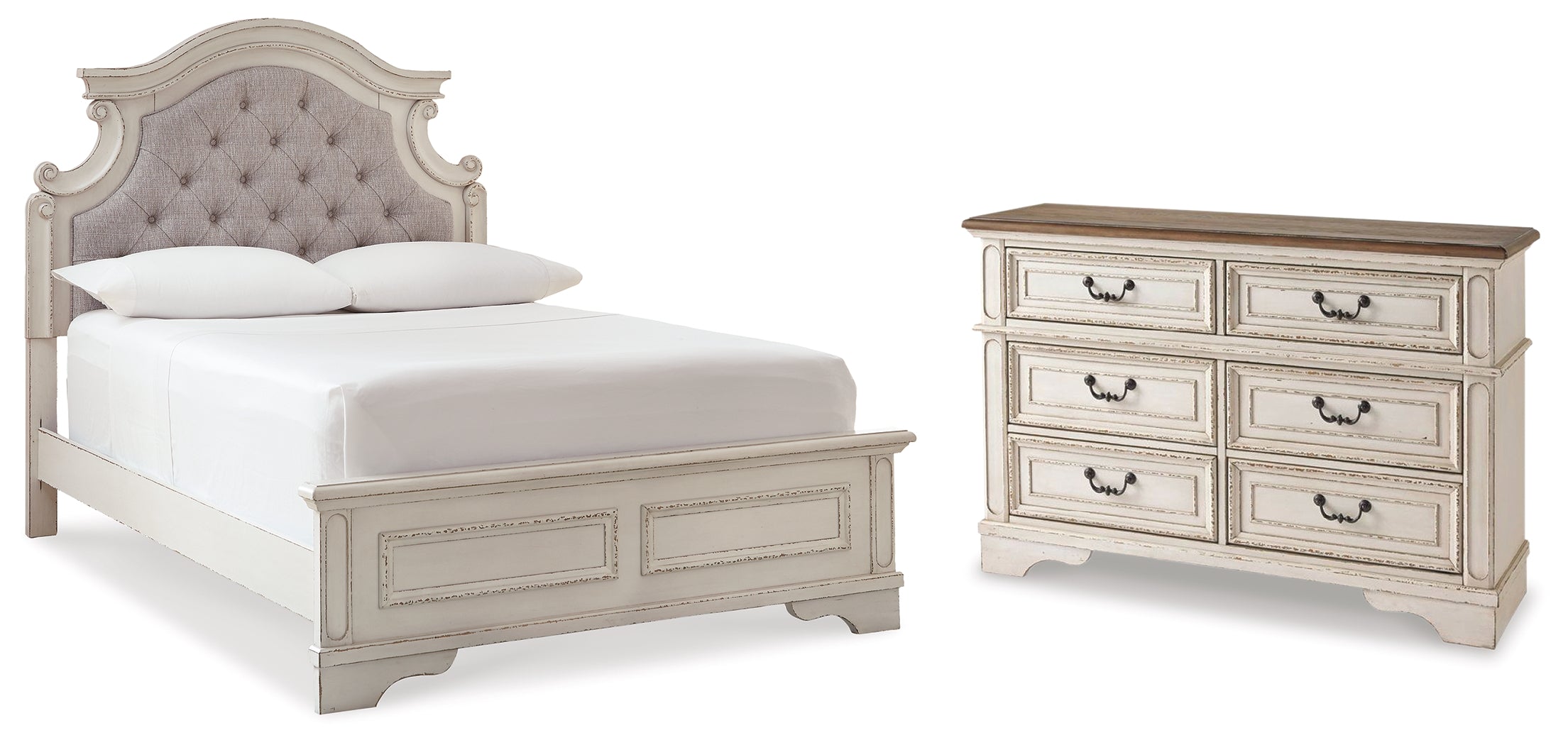 Furniture City Laplace - Ashley Furniture - Realyn Full Upholstered Panel Bed with Dresser - Full Upholstered Panel Bed with Dresser - B743B34