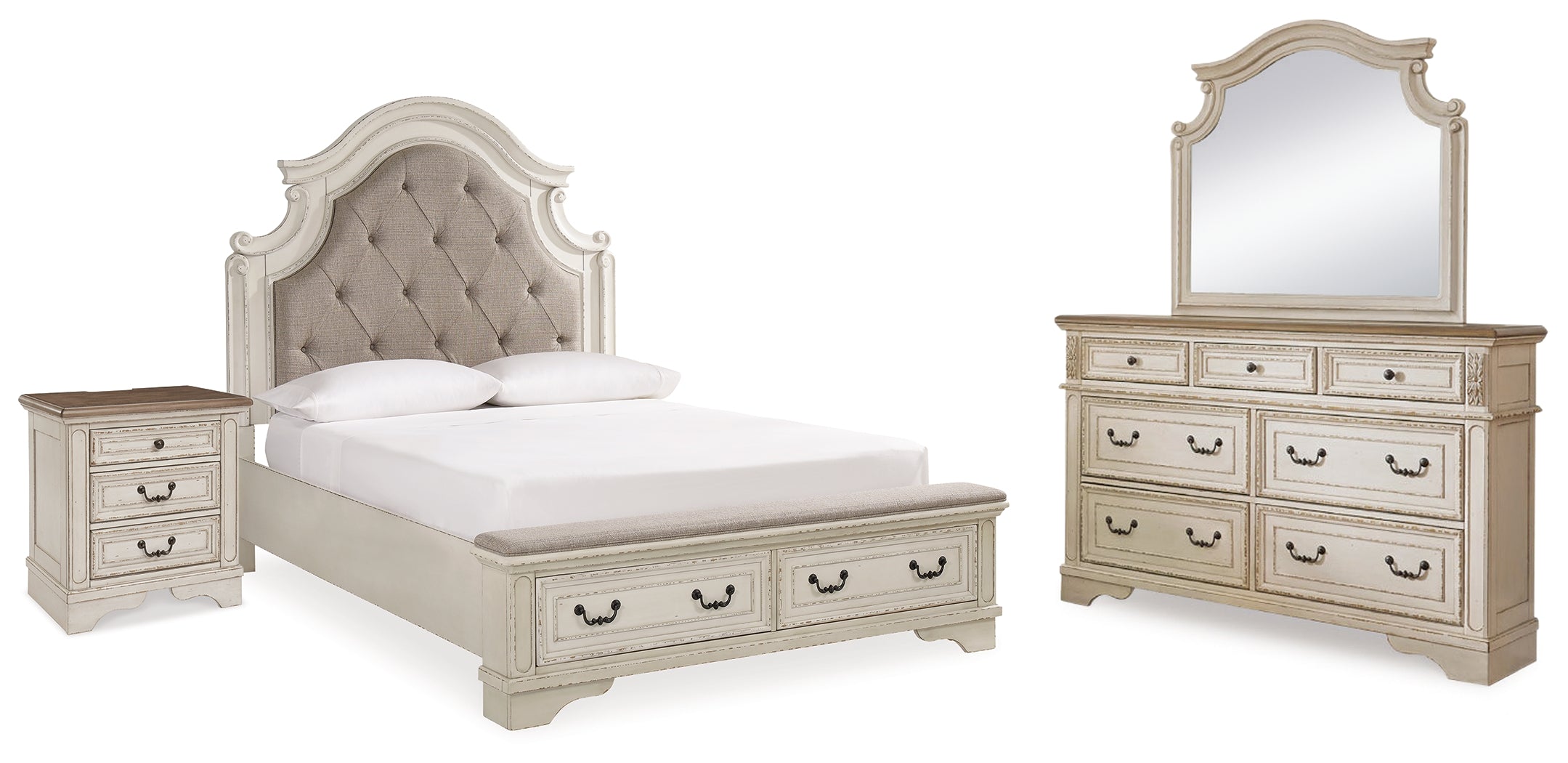 Furniture City Laplace - Ashley Furniture - Realyn Queen Upholstery Panel Bed, Dresser, Mirror and Nightstand - Queen Upholstery Panel Bed, Dresser, Mirror and Nightstand - B743B36