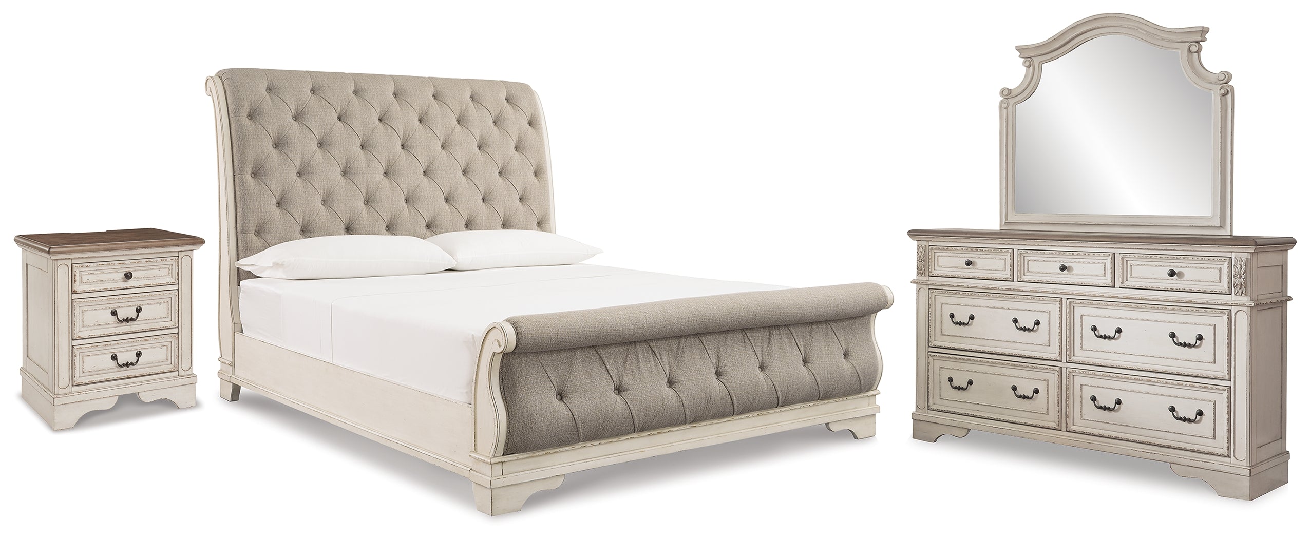 Furniture City Laplace - Ashley Furniture - Realyn King Sleigh Bed, Dresser Mirror and Nightstand - King Sleigh Bed, Dresser Mirror and Nightstand - B743B65