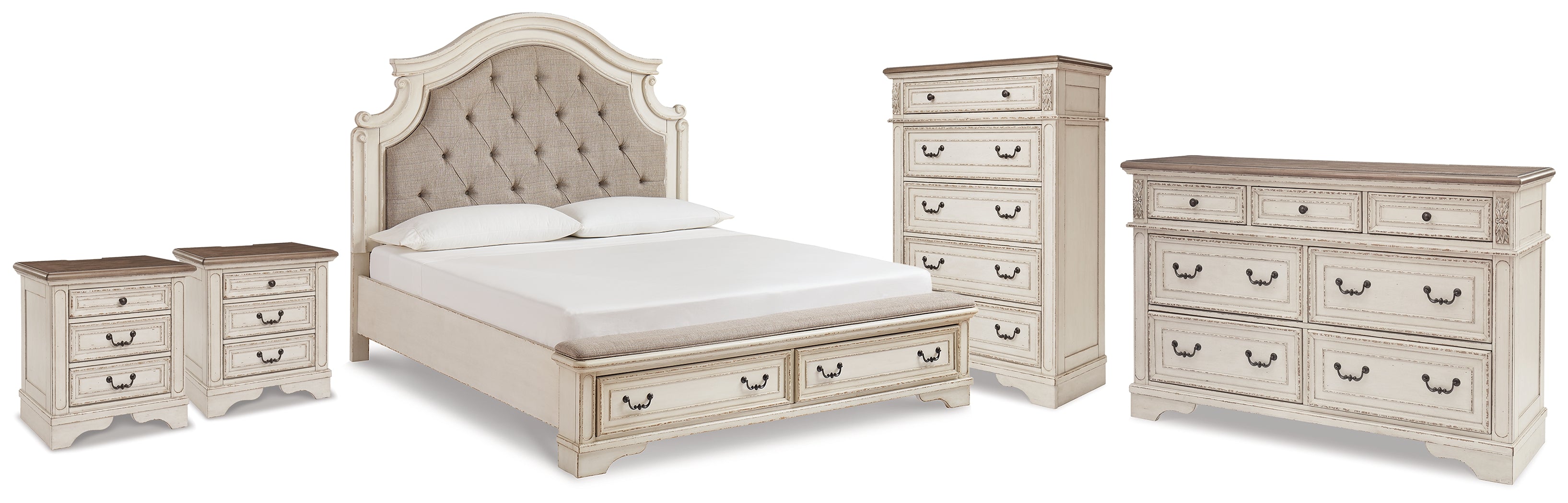 Furniture City Laplace - Ashley Furniture - Realyn King Storage Bed, Dresser, Chest and 2 Nightstands - King Storage Bed, Dresser, Chest and 2 Nightstands - B743B69