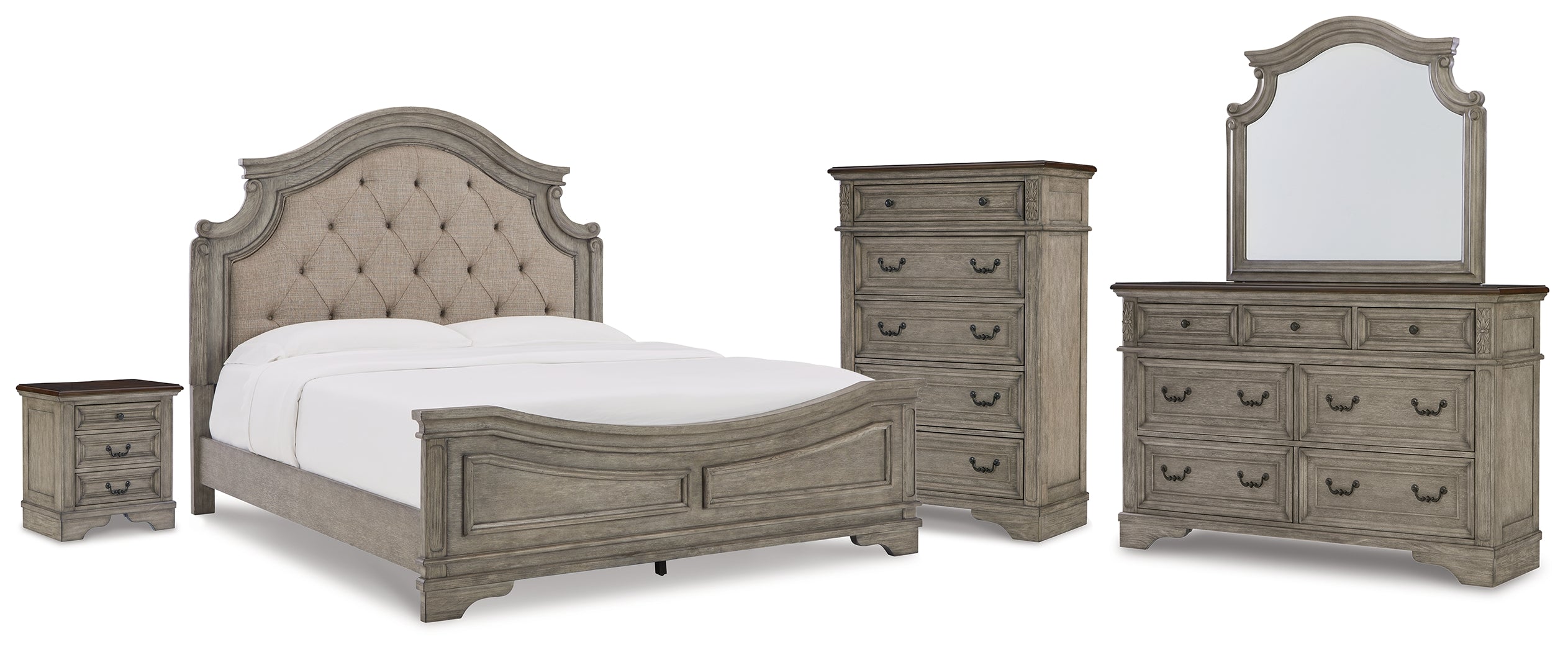 Furniture City Laplace - Ashley Furniture - Lodenbay King Upholstered Panel Bed, Dresser, Mirror, Chest and Nightstand - King Upholstered Panel Bed, Dresser, Mirror, Chest and Nightstand - B751B11