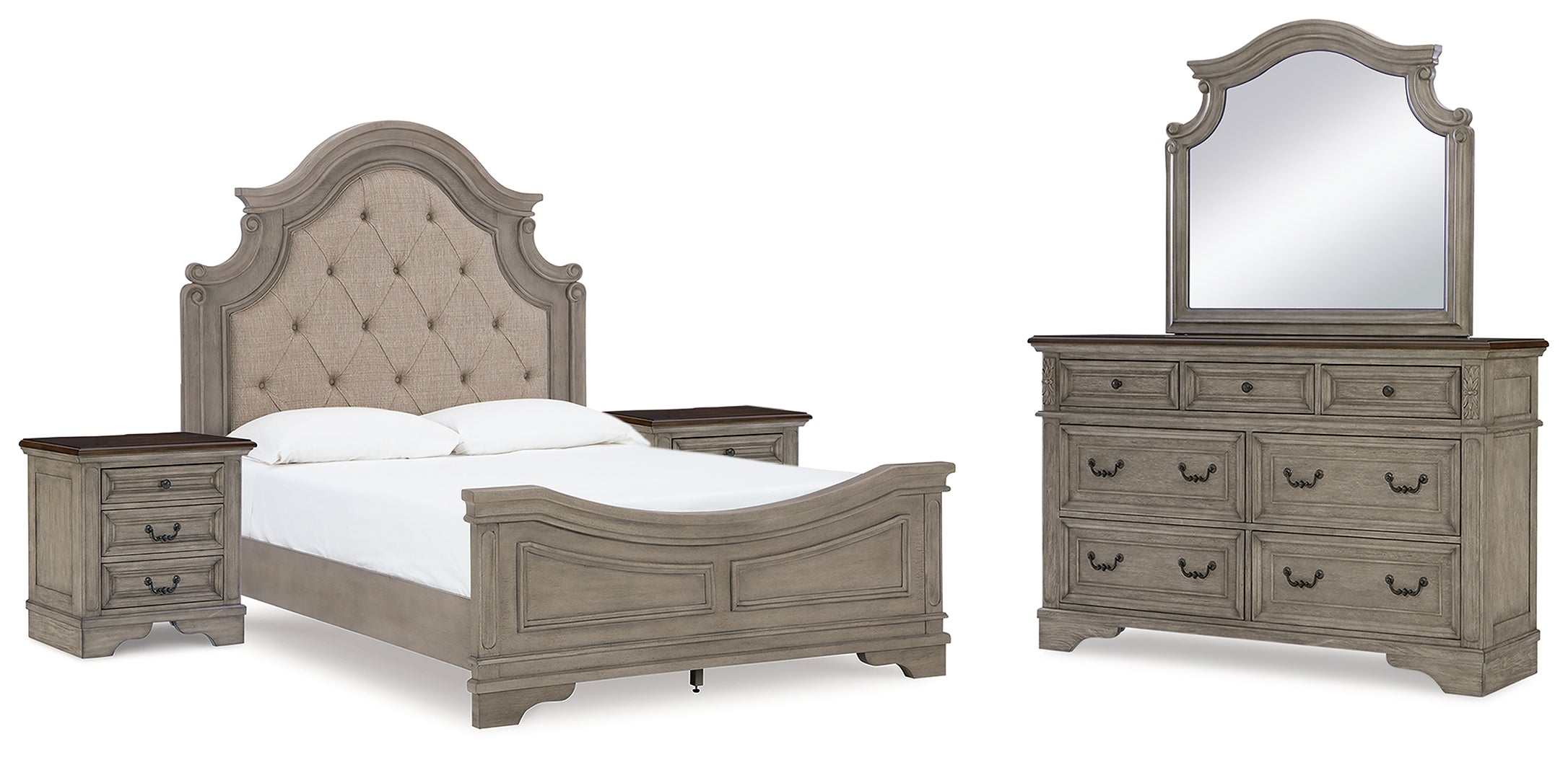 Furniture City Laplace - Ashley Furniture - Lodenbay Queen Upholstered Panel Bed, Dresser, Mirror and 2 Nightstands - Queen Upholstered Panel Bed, Dresser, Mirror and 2 Nightstands - B751B10