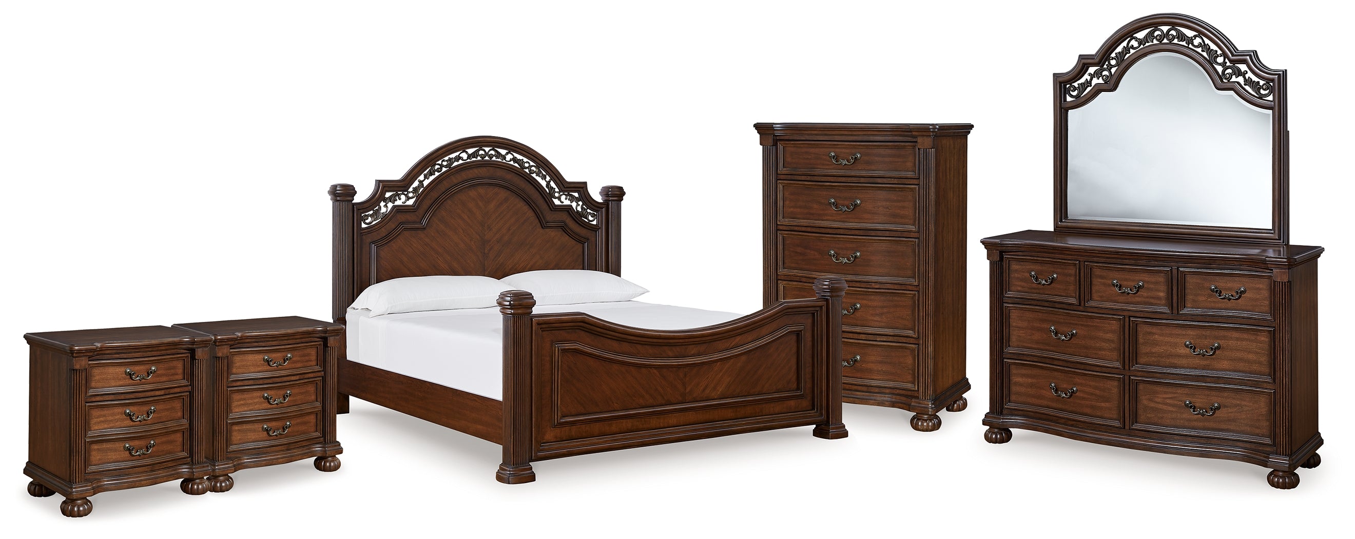 Furniture City Laplace - Ashley Furniture - Lavinton Queen Poster Bed, Dresser, Mirror, Chest and 2 Nightstands - Queen Poster Bed, Dresser, Mirror, Chest and 2 Nightstands - B764B18
