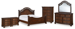 Furniture City Laplace - Ashley Furniture - Lavinton Queen Poster Bed, Dresser, Mirror, Chest and 2 Nightstands - Queen Poster Bed, Dresser, Mirror, Chest and 2 Nightstands - B764B18