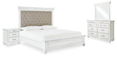 Furniture City Laplace - Ashley Furniture - Kanwyn Queen Upholstered Panel Bed, Dresser, Mirror, and Nightstand - Queen Upholstered Panel Bed, Dresser, Mirror, and Nightstand - B777B16