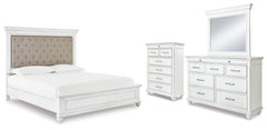 Furniture City Laplace - Ashley Furniture - Kanwyn Cal King Upholstered Panel Bed, Dresser, Mirror and Chest - Cal King Upholstered Panel Bed, Dresser, Mirror and Chest - B777B23