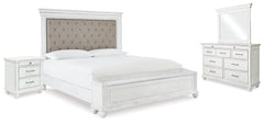 Furniture City Laplace - Ashley Furniture - Kanwyn King Upholstered Storage Bed, Dresser, Mirror and Nightstand - King Upholstered Storage Bed, Dresser, Mirror and Nightstand - B777B25