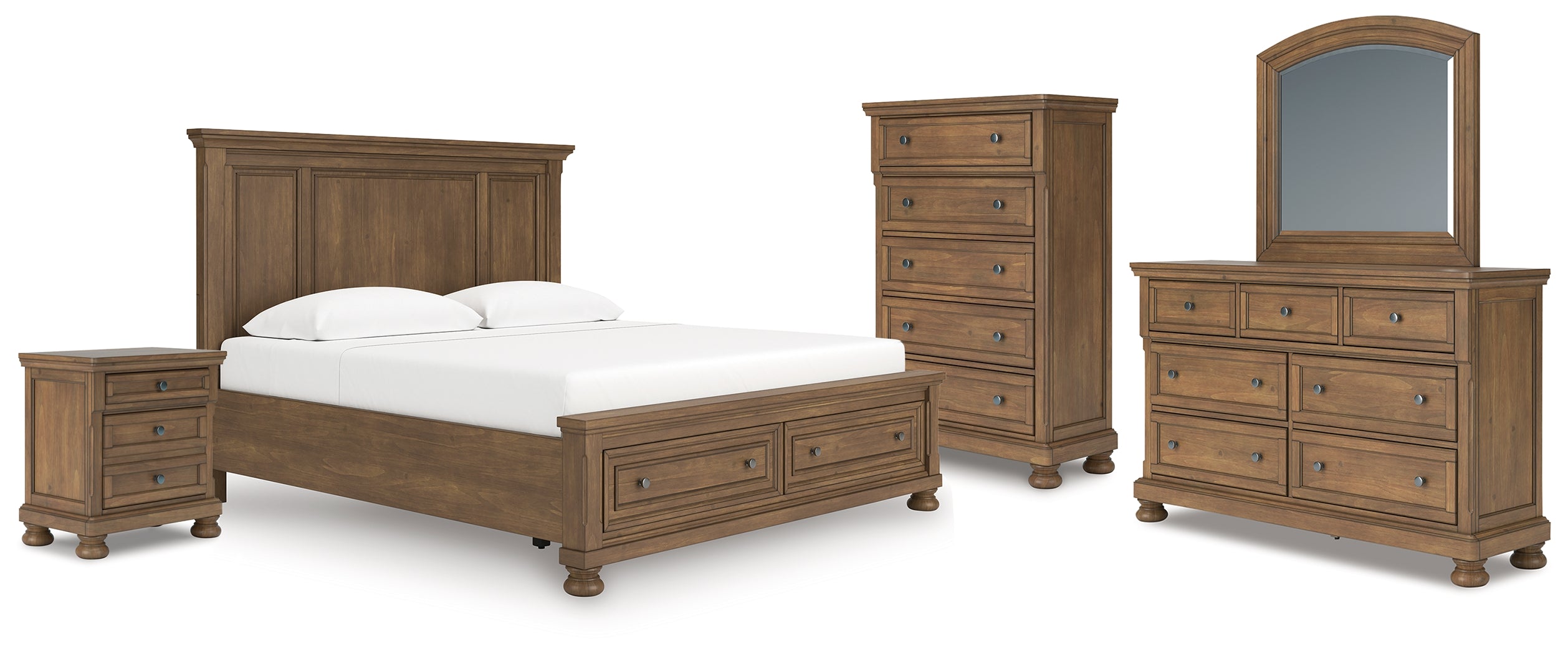 Furniture City Laplace - Ashley Furniture - Feddinger King Panel Storage Bed, Dresser, Mirror, Chest and Nightstand - King Panel Storage Bed, Dresser, Mirror, Chest and Nightstand - PCB779B17