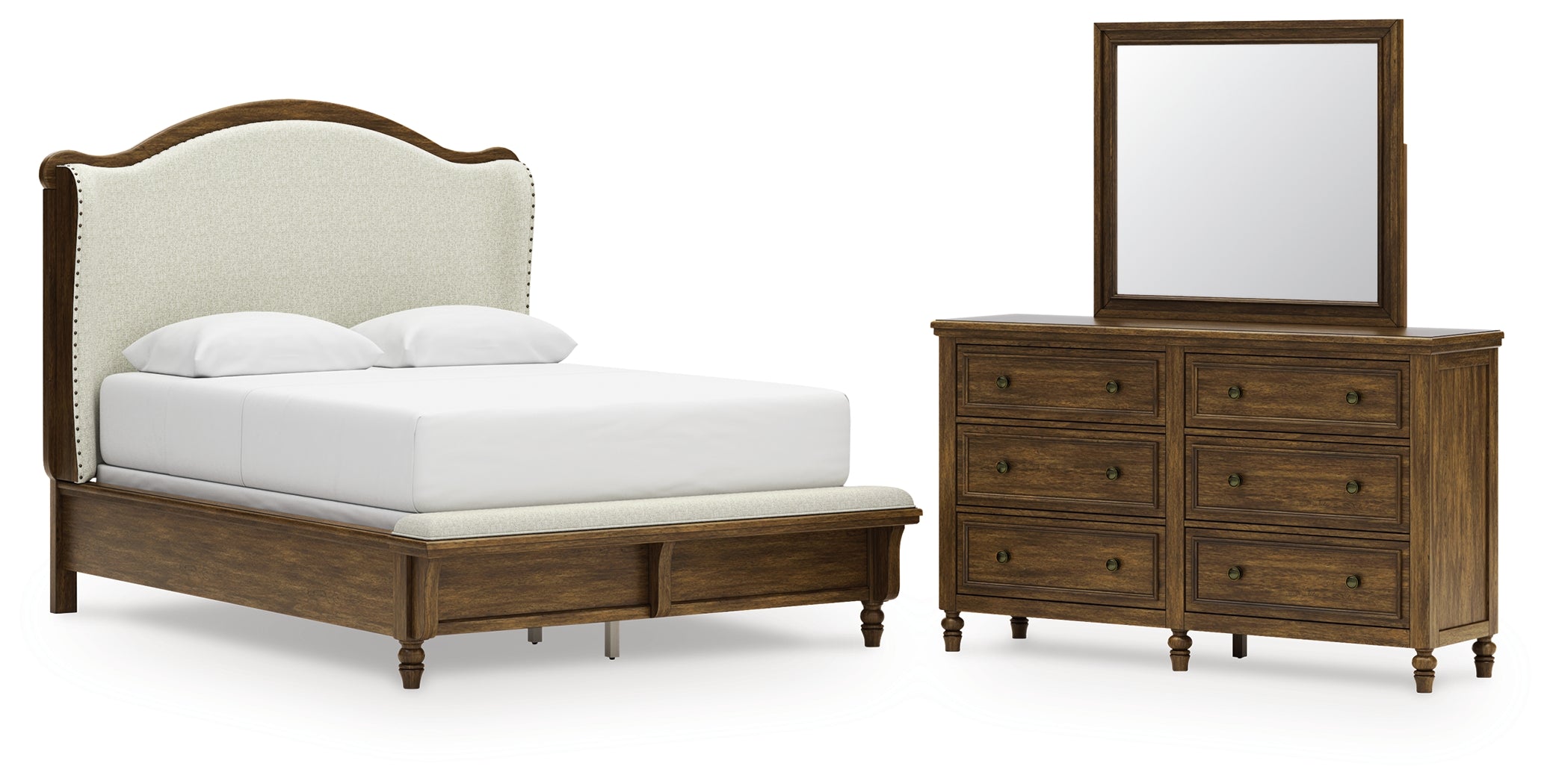 Furniture City Laplace - Ashley Furniture - Sturlayne Queen Upholstered Panel Bed, Dresser and Mirror - Queen Upholstered Panel Bed, Dresser and Mirror - B787B3