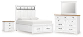 Furniture City Laplace - Ashley Furniture - Ashbryn King Panel Storage Bed, Dresser, Mirror and Nightstand - King Panel Storage Bed, Dresser, Mirror and Nightstand - B844B9