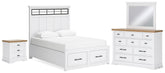 Furniture City Laplace - Ashley Furniture - Ashbryn Queen Storage Bed, Dresser, Mirror and Nightstand - Queen Storage Bed, Dresser, Mirror and Nightstand - B844B8