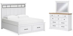 Furniture City Laplace - Ashley Furniture - Ashbryn King Panel Storage Bed, Dresser and Mirror - King Panel Storage Bed, Dresser and Mirror - B844B6