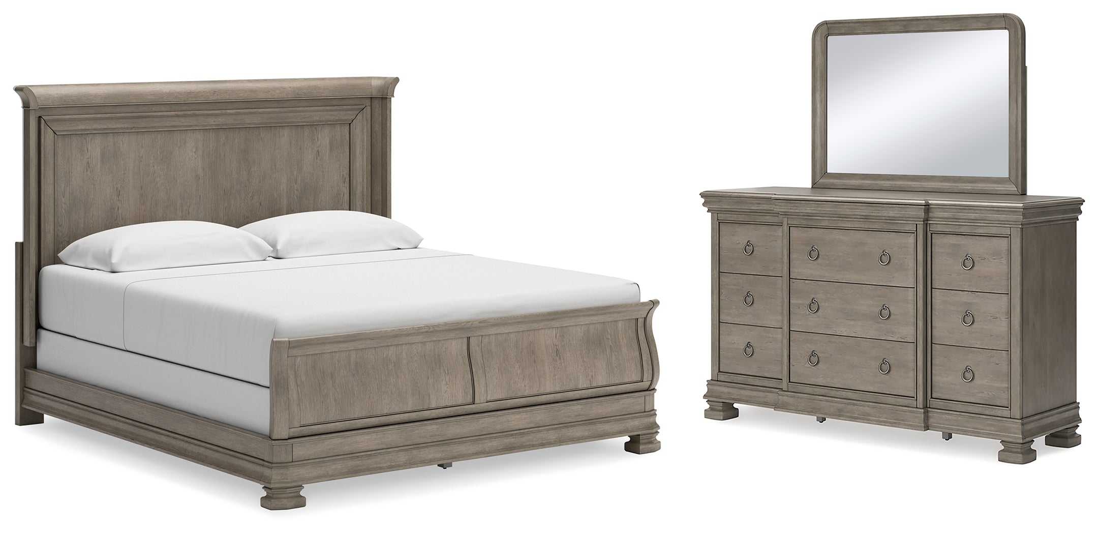 Furniture City Laplace - Ashley Furniture - Lexorne King Sleigh Bed, Dresser and Mirror - King Sleigh Bed, Dresser and Mirror - B924B8