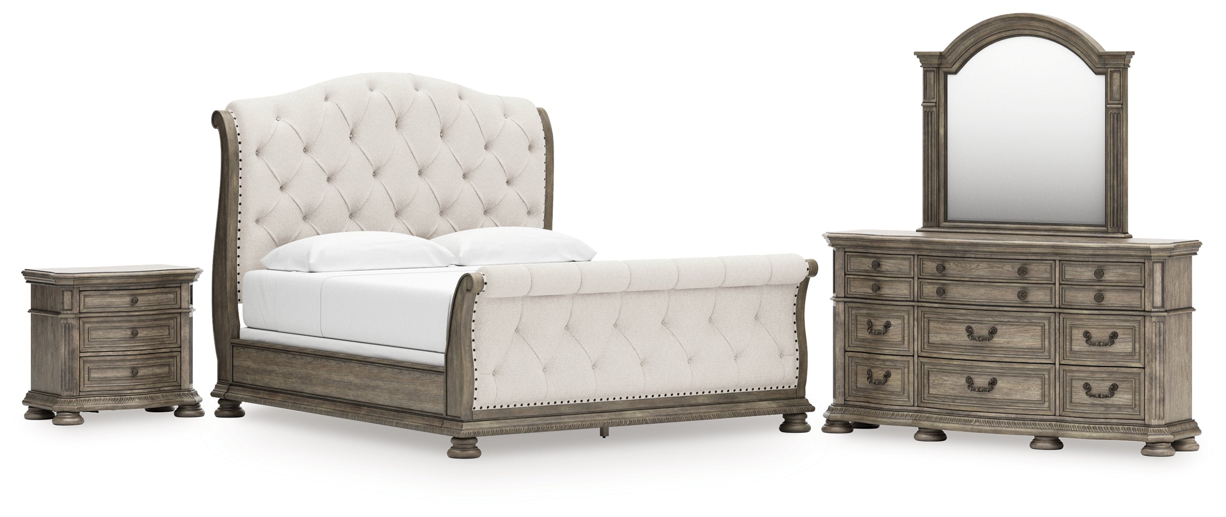 Furniture City Laplace - Ashley Furniture - Ardenfield King Sleigh Bed, Dresser, Mirror and Nightstand - King Sleigh Bed, Dresser, Mirror and Nightstand - B944B7
