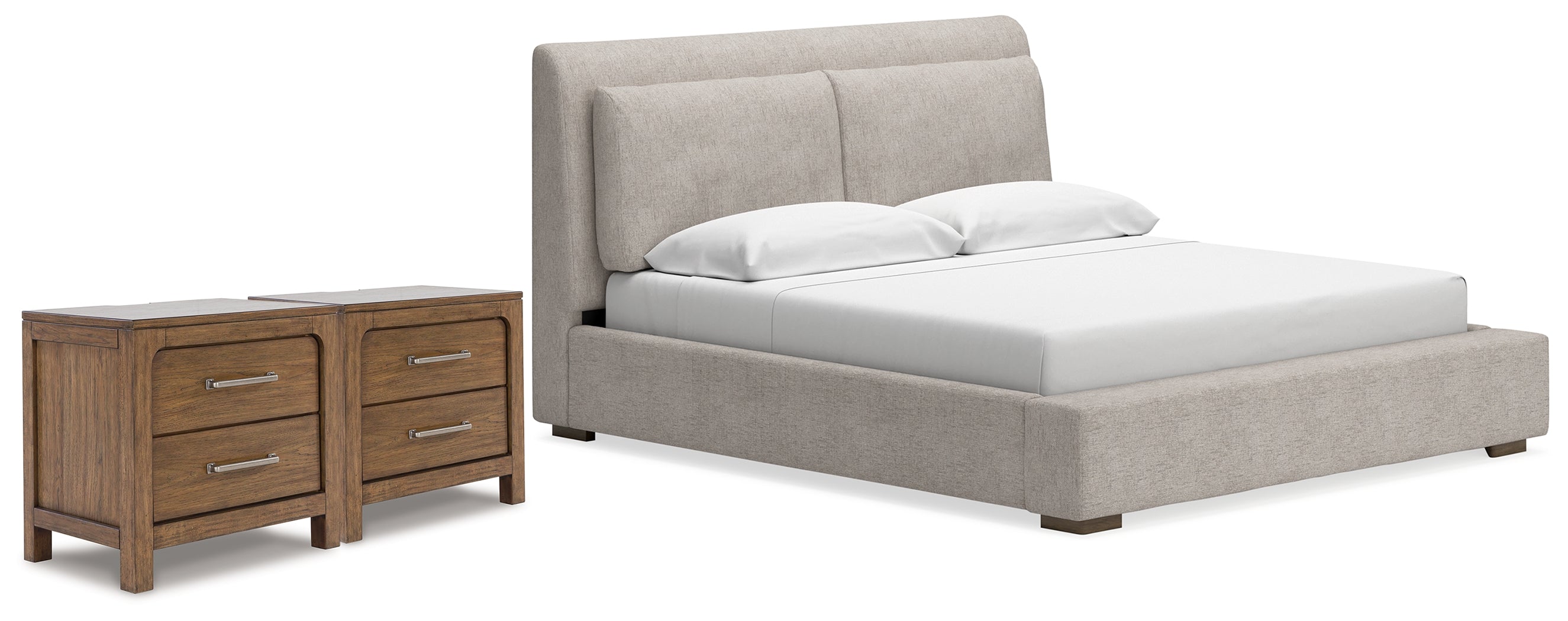 Furniture City Laplace - Ashley Furniture - Cabalynn King Upholstered Bed and 2 Nightstands - King Upholstered Bed and 2 Nightstands - B974B16