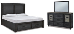 Furniture City Laplace - Ashley Furniture - Foyland California King Panel Storage Bed, Dresser and Mirror - California King Panel Storage Bed, Dresser and Mirror - B989B8