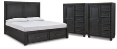 Furniture City Laplace - Ashley Furniture - Foyland King Panel Storage Bed and 2 Chests - King Panel Storage Bed and 2 Chests - B989B10