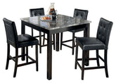Furniture City Laplace - Ashley Furniture - Maysville Counter Height Dining Table and Bar Stools (Set of 5) - Square Counter TBL Set (5/CN) / Black - D154-223